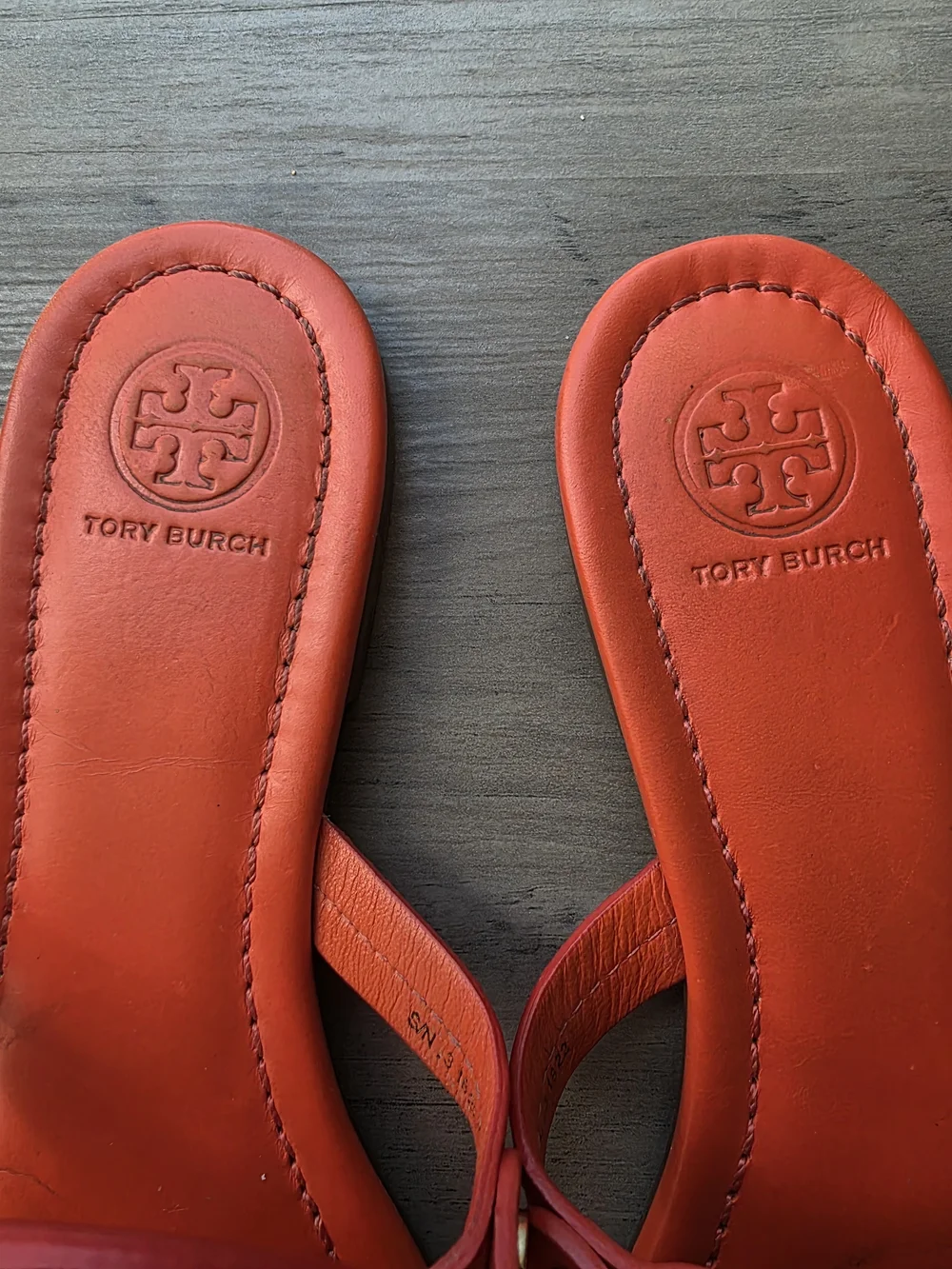 Tory Burch Women’s Poppy Red Miller Logo Thong Sandals